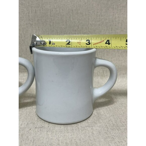 VTG REGO White Heavy Restaurant Ware Coffee Mug Cup Set Of 2 Chunky Chubby - Picture 3 of 11